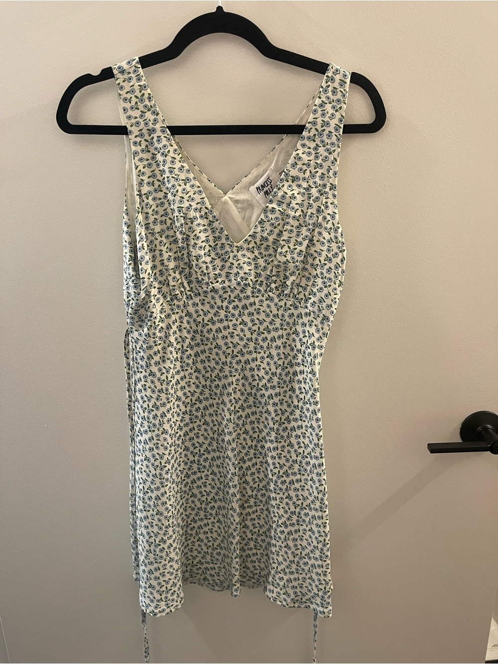 Princess Polly White and Blue Floral V-Neck Mini Dress